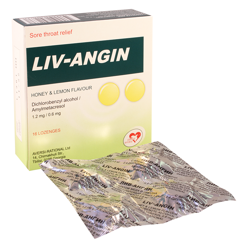 Liv-Angin 1.2 mg/0.6 mg №16 lozenges honey&lemon flavour